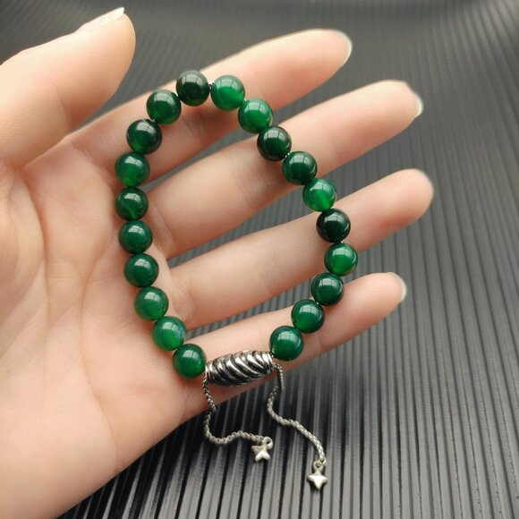 David Yurman 8MM retractable green agate series bracelet - Picture 3 of 8